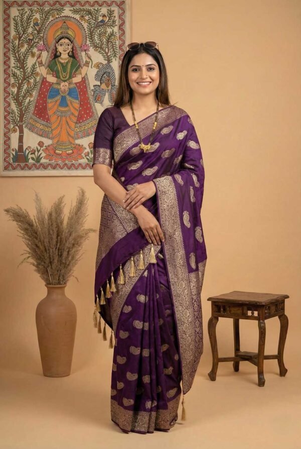 Purple Dola Silk Saree