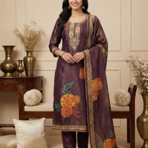 Purple Shimmer Unstitched Suit