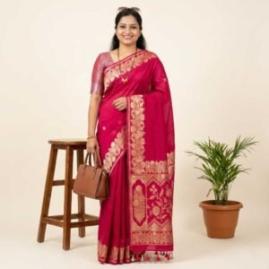 Rani Pink Banarasi Pure Silk Saree