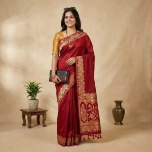 Red Golden Banarasi Pure Silk Saree