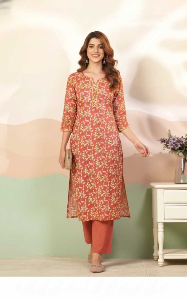 Saffron Pure Cotton Stitched Suit