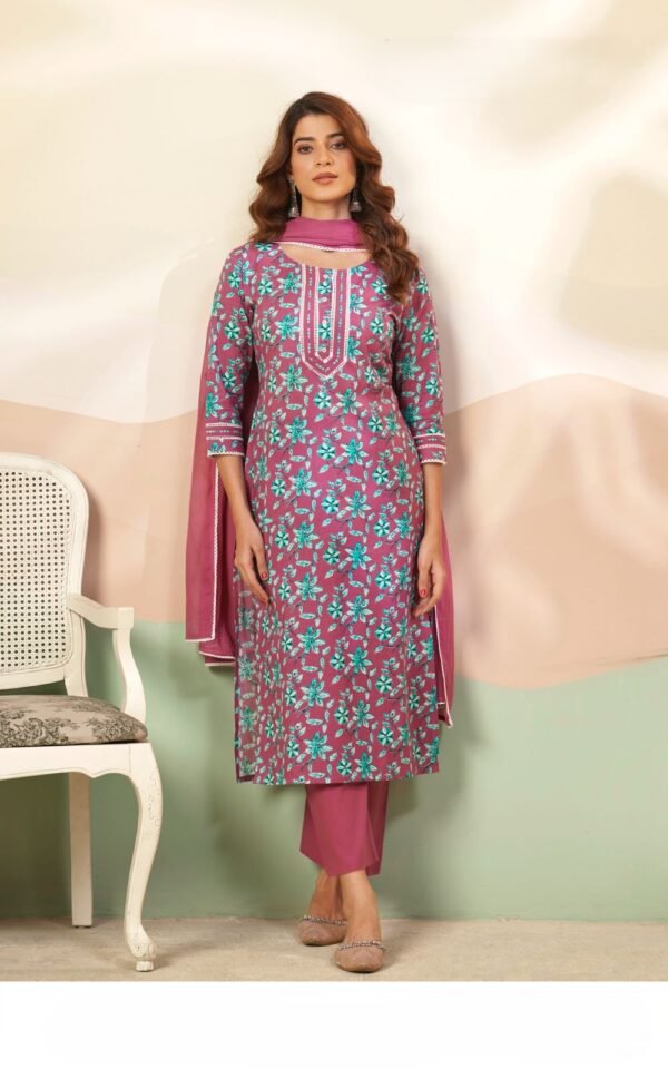 ST-965 Onion Pink Cotton Stitched Suit