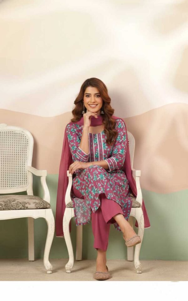 ST-965(2) Onion Pink Cotton Stitched Suit
