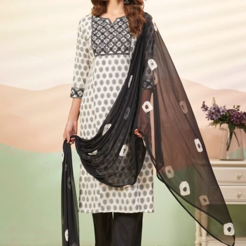 White Jamdani Stitched Suit