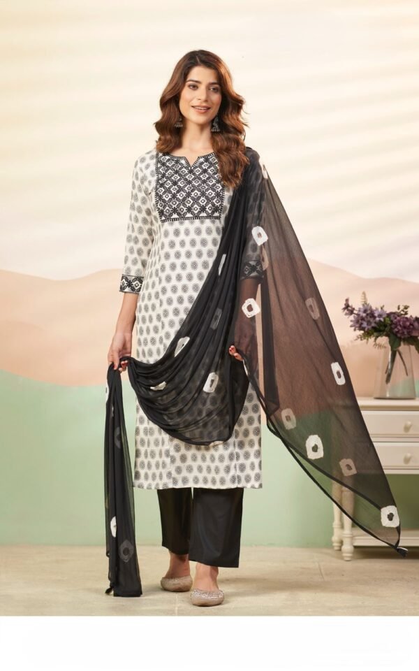 White Jamdani Stitched Suit