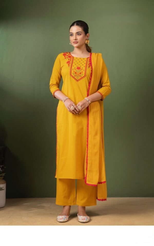Mustard Cotton Stitched Suit