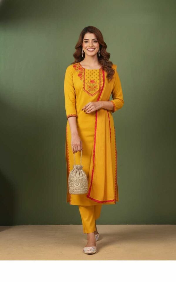 Mustard Cotton Stitched Suit