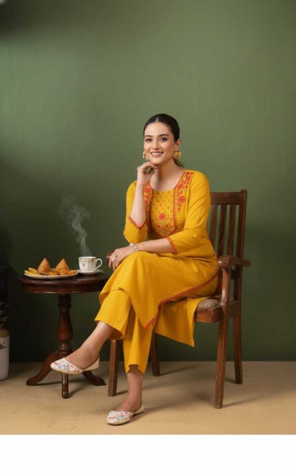 Mustard Cotton Stitched Suit