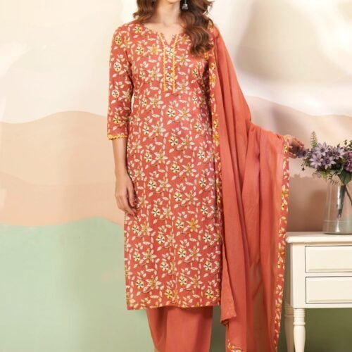 Saffron Pure Cotton Stitched Suit Saffron Pure Cotton Stitched Suit