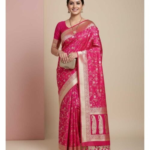 Shining Magenta Banarasi Silk Saree