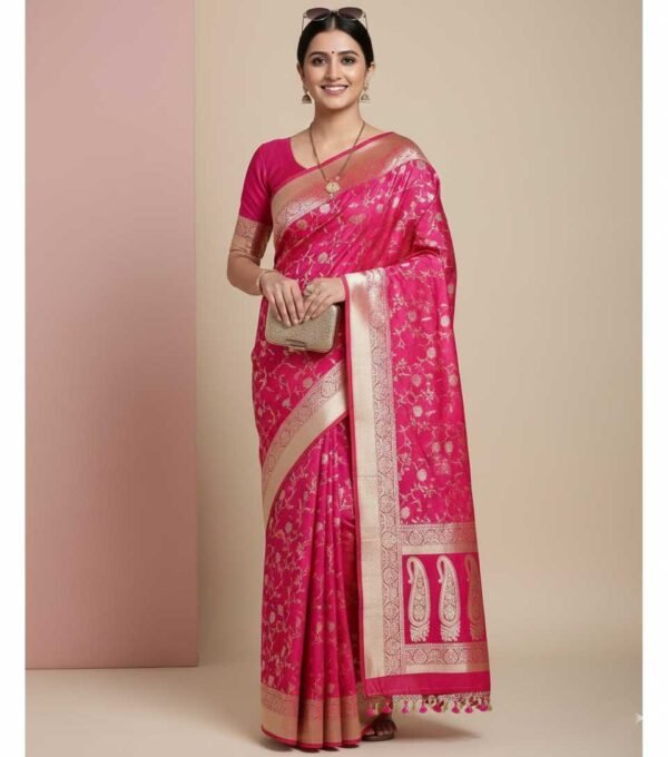 Shining Magenta Banarasi Silk Saree