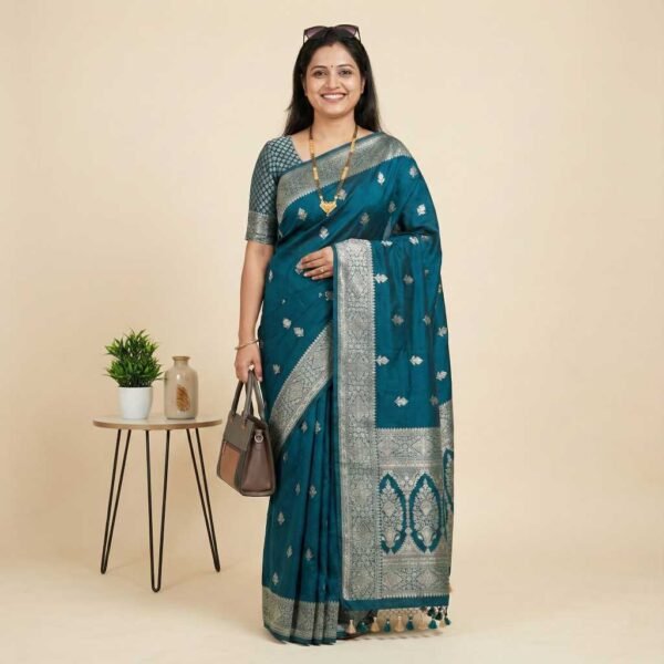 Teal Blue Banarasi Pure Silk Saree Teal Blue Banarasi Pure Silk Saree
