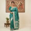 Teal Blue Banarasi Silk Saree Teal Blue Banarasi Silk Saree
