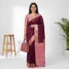 Wine Pink Banarasi Pure Silk Saree