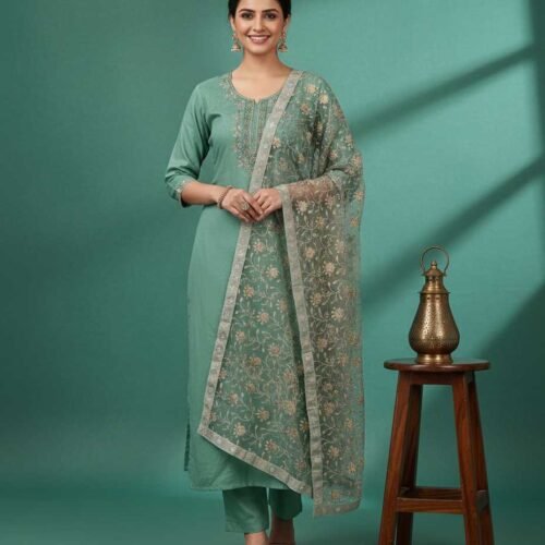 BS002078-1 Pastel Green Unstitched Suit