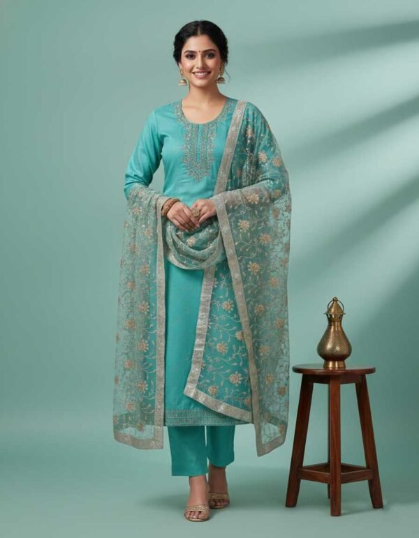 Aqua Blue Unstitched Suit