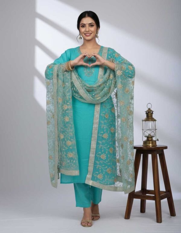 Aqua Blue Unstitched Suit