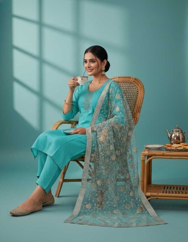 Aqua Blue Unstitched Suit