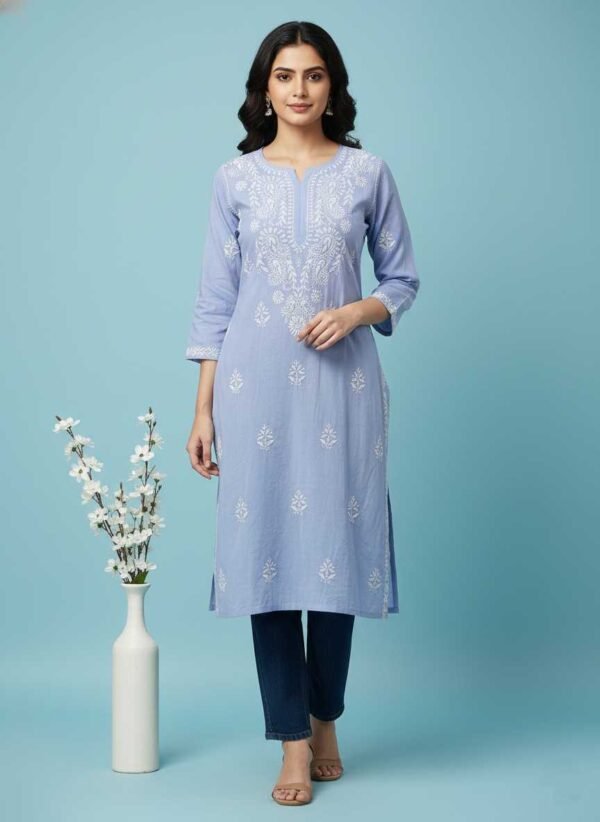 BS002222-1 Purple Chikankari Kurti