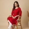 BS002224-10(2) Bright Red Chikan Kurti