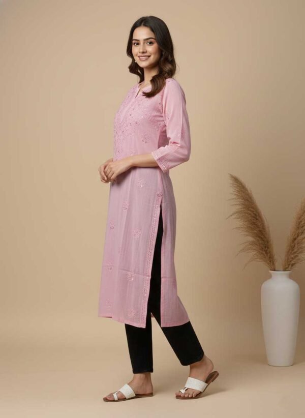 Pink Chikan Kurti