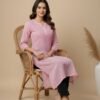Pink Chikan Kurti