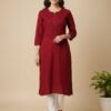 Maroon Chikan Kurti