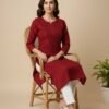 Maroon Chikan Kurti