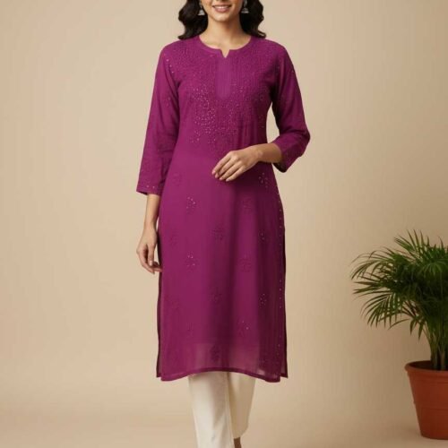 BS002224-3 purple chikan kurti