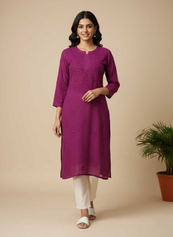 BS002224-3 purple chikan kurti