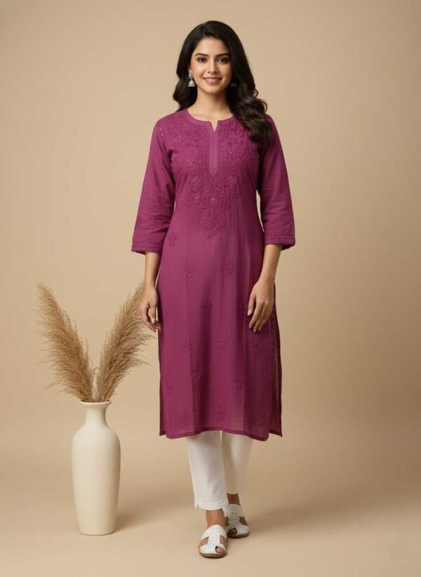 Purple Chikan Kurti