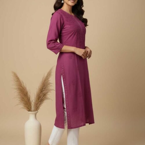 Purple Chikan Kurti