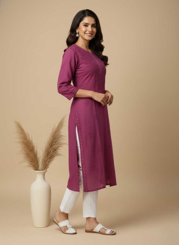 Purple Chikan Kurti
