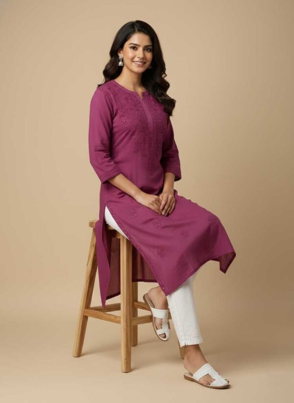 Purple Chikan Kurti