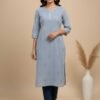 Gray Chikan Kurti