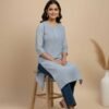 Gray Chikan Kurti