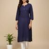 Navy Blue Chikan Kurti