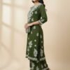 Mehandi Green Chikan Stitched Suit
