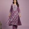 Mauve Chikan Stitched Suit