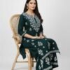 Bottle Green Chikan Stitched Suit