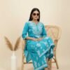 Aqua Blue Chikan Stitched Suit