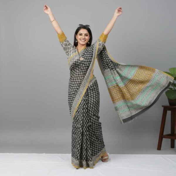 BS002380-2(2) Black Mul Cotton Saree