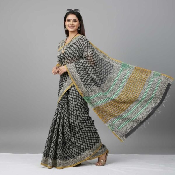 BS002380-2(3) Black Mul Cotton Saree