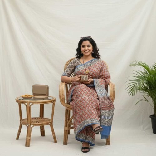 Reddish Brown Mul Cotton Saree