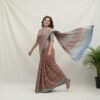 BS002380-3(3) Reddish Brown Mul Cotton Saree