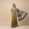 Mustard Yellow Bagru Print Cotton Saree