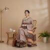 BS002380-5(1) Terracotta Bagru Print Cotton Saree