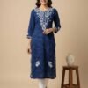 BSOS0002-1 Navy Blue Chikan Kurti