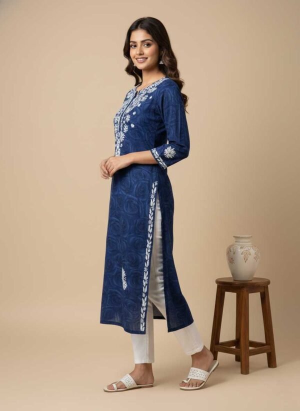 BSOS0002-1(1) Navy Blue Chikan Kurti