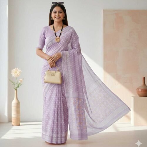 Purple Jamdani Cotton Saree